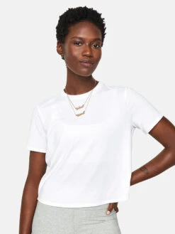 Ready Set Shortsleeve -Outdoor Voices Shop 1 hero W300440 JRS WHI Sweatee T Shirt White 0003 V2