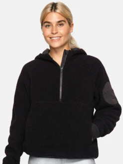 MegaFleece 1/2 Zip Hoodie -Outdoor Voices Shop 1 hero W501040 WNF BLK MegaFleece Half Zip Hoodie Black 091 V2