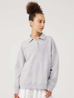 Organic Cotton Terry Polo Sweatshirt -Outdoor Voices Shop U502069 CTT HGR Pickup Polo Sweatshirt Heather Grey 039 PhPqzZD