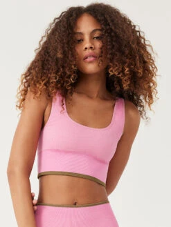 SeamlessRib Longline Bra -Outdoor Voices Shop W201510 SML BBG SeamlessRib Longline Bra Bubblegum 092