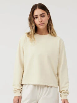 Cotton Terry Cropped Sweatshirt -Outdoor Voices Shop W301372 CTT LNN Organic Cotton Terry Cropped Sweatshirt Linen 046 hjbTmxF