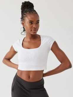 SuperForm™ Rib Shortsleeve -Outdoor Voices Shop W301911 SFR WHI Rib Shortsleeve White 834