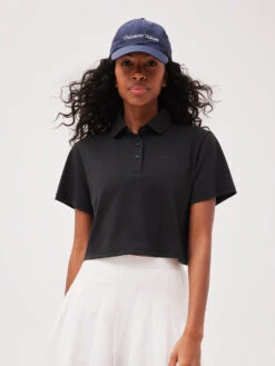 Birdie Cropped Polo -Outdoor Voices Shop W302199 DRP BLK Birdie Cropped Polo Black 124 1 1duWFVV