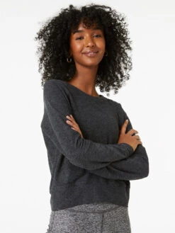CloudKnit Shrunken Crew -Outdoor Voices Shop W501564 HMJ CHR AllDayShrunkenCrew Charcoal FrontHero 015 J8lKGuY