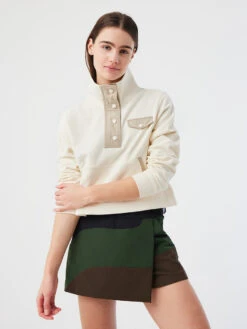 Organic Cotton Terry Snap Sweatshirt -Outdoor Voices Shop W501718 CTT BNE Cotton Terry Layer Bone 062 scvz3IU